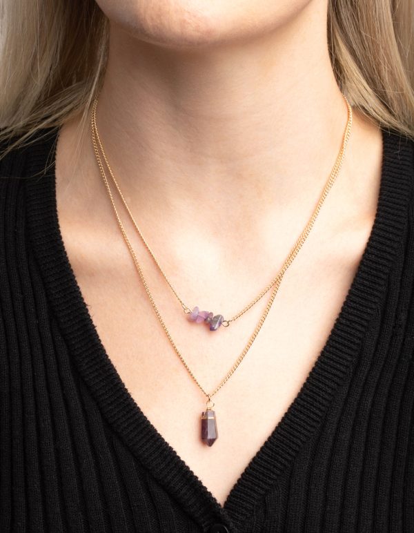 Amethyst Chip Layered Necklace Online-Verkauf – Bild 2