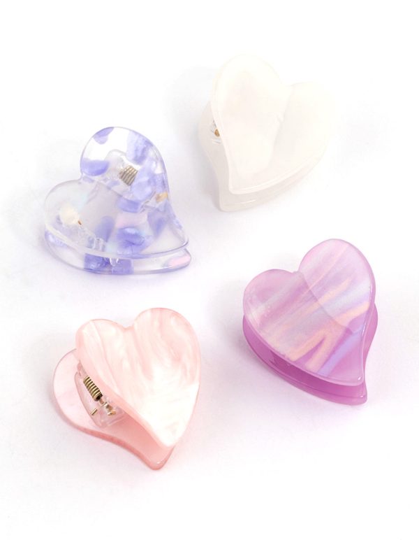 Acrylic Mini Hearts Claw Clip 4-Pack Online