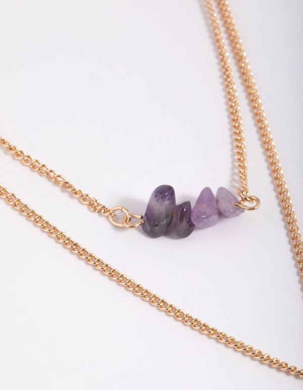 Amethyst Chip Layered Necklace Online-Verkauf – Bild 4