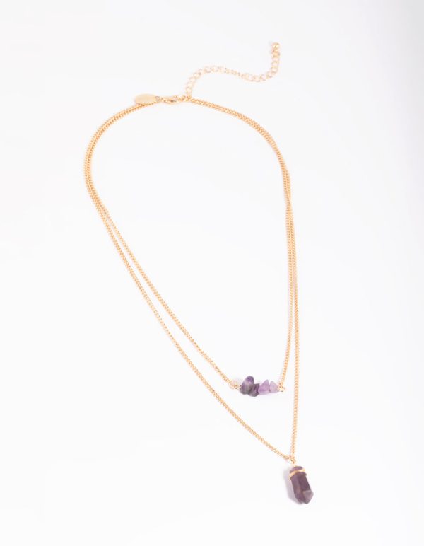 Amethyst Chip Layered Necklace Online-Verkauf – Bild 3