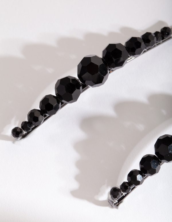 Black Glass Bead Hair Clip Pack Zu verkaufen – Bild 4