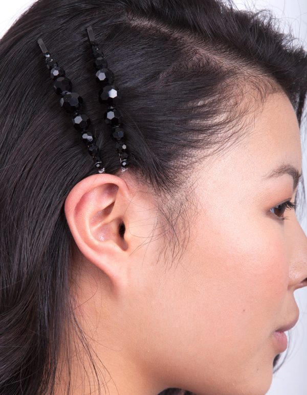 Black Glass Bead Hair Clip Pack Zu verkaufen – Bild 3