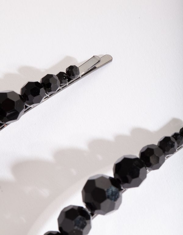 Black Glass Bead Hair Clip Pack Zu verkaufen – Bild 5