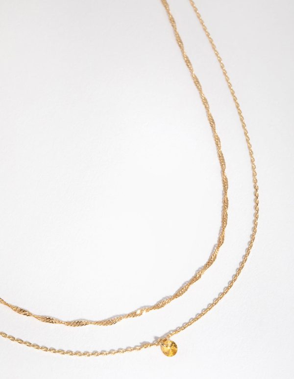 18ct Gold Plated Cubic Zirconia November Topaz Necklace Set Online-Verkauf