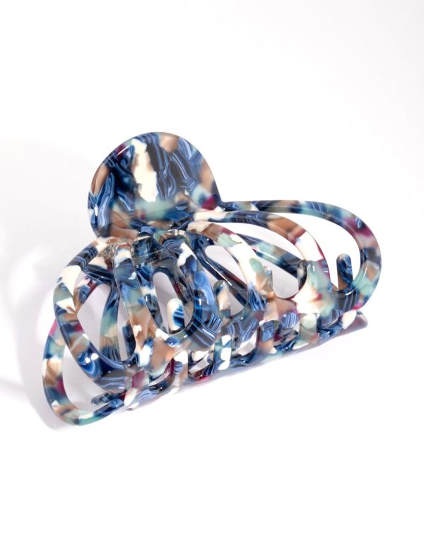 Acrylic Blue Marble Wide Claw Verkauf