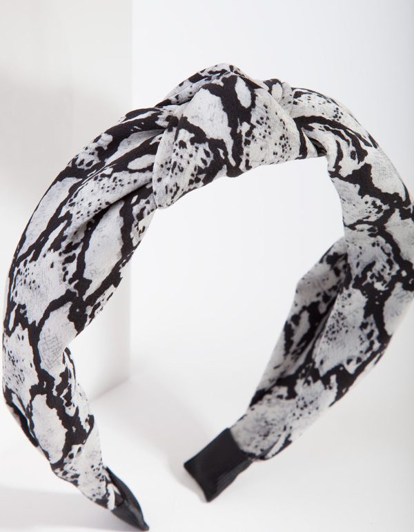 Black & White Snakeskin Turban Headband Angebot – Bild 2