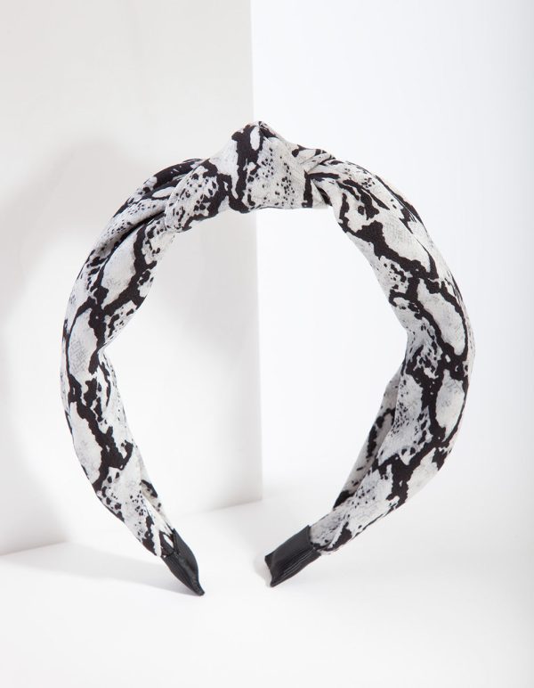 Black & White Snakeskin Turban Headband Angebot